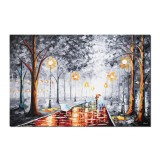 Tablou living GIGANT pictat manual, Impreuna pe aleea vietii, 150x100cm ulei pe panza in cutit efect 3D, gata de agatat pe perete