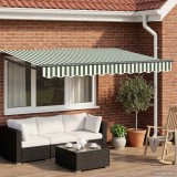 vidaXL Copertină retractabilă manuală Verde și alb 3,5 x 2 m 3419074