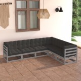 vidaXL Set mobilier de grădină cu perne, 6 piese, lemn masiv de pin 3076786