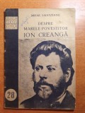 mihail sadoveanu despre marele povestitor ion creanga din anul 1954