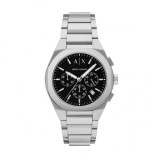 Armani Exchange Rafael AX4186 Ceas Bărbați Cronograf Quartz Cadran Negru Brățară Argintie 42mm