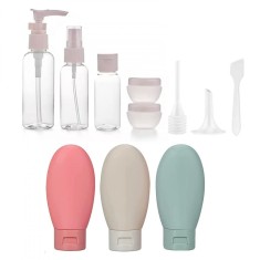 Set Recipiente Cosmetice, Zamo&reg;, pentru Calatorii, cu Borseta, Inchidere Ermetica, Diverse Dimensiun