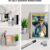 Bandă Adezivă Strasuri Argintii, 1m x 2cm, Autoadezivă, Decor DIY, Stralucitoare