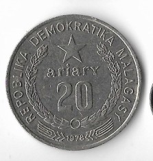 Moneda 20 ariary 1978, FAO - Madagascar foto