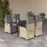 vidaXL Set mobilier pentru grădină, 5 piese, cu perne, bej, poliratan 3213450