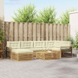 vidaXL Set de canapele de exterior cu pernă 7 pcs Alb și crem 3390815