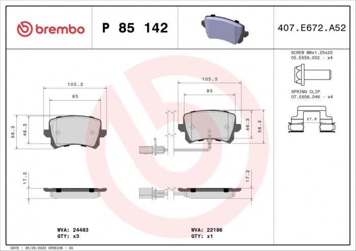 BREMBO P 85 142 PRIME LINE set placute frana,frana disc