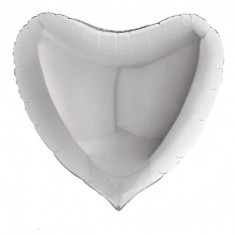 Balon Folie Metalizat Inima Argintie - 157 cm foto