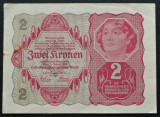 Bancnota istorica 2 COROANE/ KRONEN- AUSTRIA, anul 1922 *cod 392 C = unifata