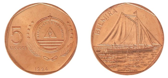 Cabo Verde 1994 - 5 escudos, vapor, UNC