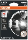 Set 2 becuri auxiliare LED W5W 12V Osram Red Blister 6000K