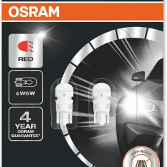 Set 2 becuri auxiliare LED W5W 12V Osram Red Blister 6000K