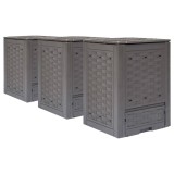 Cumpara ieftin Compostoare gradina 3 buc. maro 60x60x83 cm 900 L plastic ratan