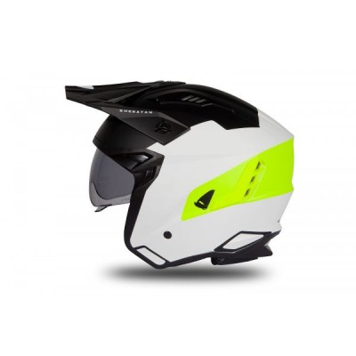 MBS Casca semi-integrala Ufo Plast Sheratan Jet, vizor fumuriu, alb/negru/verde-fluo, XS, Cod Produs: HE186XS foto