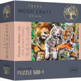 Cumpara ieftin Puzzle Trefl din Lemn 500+1 Piese - Felinele din Jungla