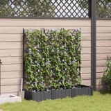 VidaXL Jardiniere de grădină cu spalier, 3 buc., negru 120x40x125,5 cm