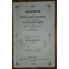 SOCIETE DE BINEFAISANCE MUTUALE, SOCIETATEA DE BINEFACERE MUTUALA, 1845