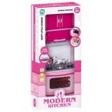 Mini bucatarie cu un modul cu aragaz si cuptor hota si dulap Roz 818-19 CWT