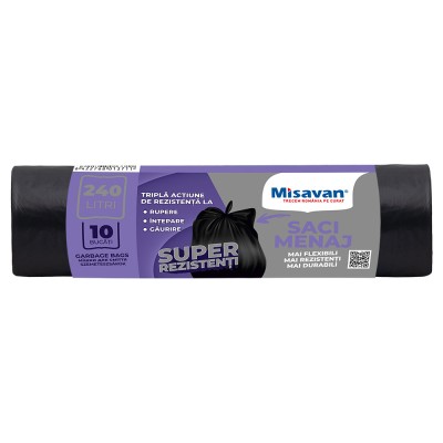 Saci menajeri Misavan 240 L, 10 buc/set, negru foto