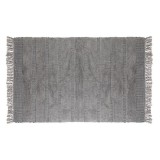 Covor cu dungi uni, design modern, motiv plusat, bumbac, gri, 140 x 90 cm