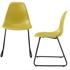 Set Corina 2 bucati scaune design - 82 x 46,5cm - cu picioare metalice -galben mustar foto