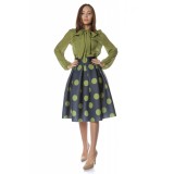 Bluza eleganta din voal kaki cu funda