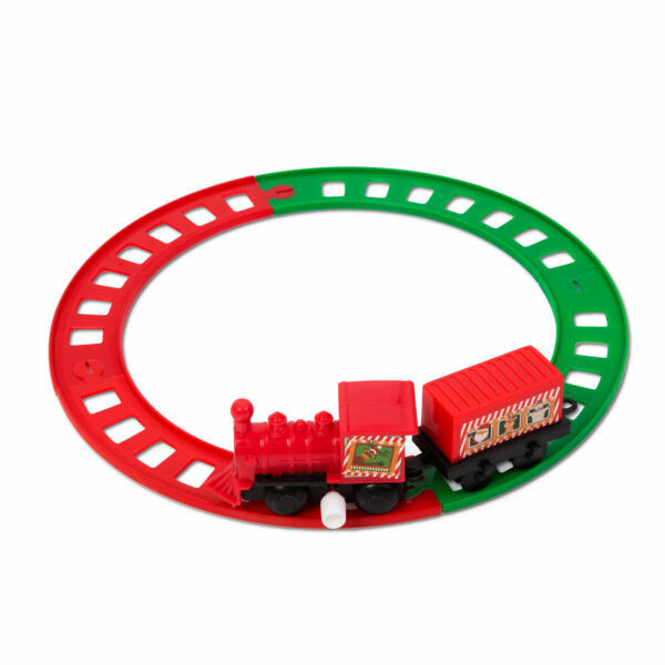 Crăciun tramvai - pull-up - roșu / verde - 20 cm