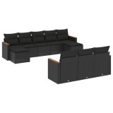 Cumpara ieftin Set canapele de gradina cu perne, 10 piese, negru, poliratan