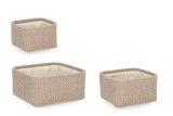 Cumpara ieftin Set 3 cosuri depozitare textil bej Hymar 16x16x10h; 20x20x11h; 25x25x12h