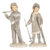 Cumpara ieftin Set 2 figurine Copilasi Craciun polirasina gri bej (2) 8x7x15 cm