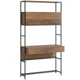 HOMCOM Birou pentru computer cu etajere și 2 sertare pentru home office, 185 cm &icirc;nălțime, aspect lemn maro | Aosom Romania