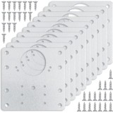 Cumpara ieftin Set 8 placi pentru repararea balamalelor mobilier, inox rezistent, cu suruburi incluse, fixare durabila, 9 x 9 cm, argintiu