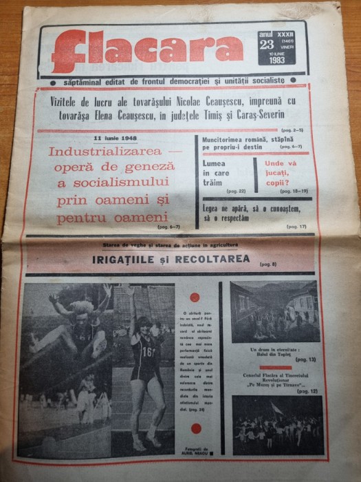 flacara 10 iunie 1983-anisoara cusmir,ceausescu vizita in timis si caras severin