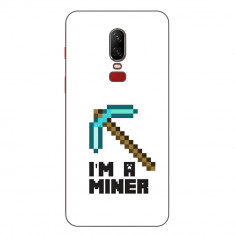 Husa compatibila cu OnePlus 6 Silicon Gel Tpu Model Minecraft Miner