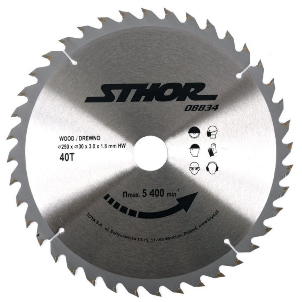 STHOR Disc circular 250 x 3 x 30, 40T, pentru lemn