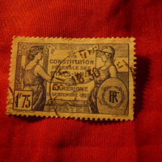 Serie 1 valoare Franta 1937 - Constitutia SUA 150 Ani , val. 1,75fr stampilat