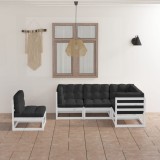 vidaXL Set mobilier de grădină cu perne, 5 piese, lemn masiv de pin 3076625