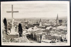 Cluj 1941 - Panorama (vedere de sus) - kolozsvar - Kilatas a fellegvarrol - printata, circulata la Budapesta, timbru intact, stampila lizibila