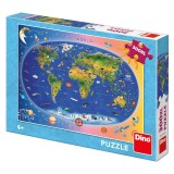 Puzzle XL - Harta Lumii (300 piese) PlayLearn Toys, Dino