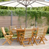 vidaXL Set mobilier de grădină 7 piese polipropilenă bej/lemn masiv 3281711