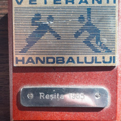 PLACHETA ROMANIA - VETERANII HANDBALULUI, - RESITA 1985, TEMATICA SPORTIVA