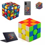 Cumpara ieftin Set Cub Magic 3x3x3 MoYu MeiLong Stickerless, + 1 sticker 15 cm tableta, 1 sticker 4 cm telefon, 512CUB