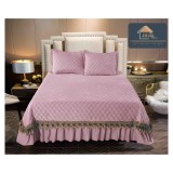 Cumpara ieftin Set Cuvertura Pat Catifea -JO142 Roz Pudra