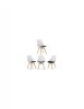 Set 4 buc scaune Stil Scandinav albe, cu picioare din lemn de Fag, sezut din PP si perna din piele ecologica, 49 x 43 x 82 cm, EXPRESS