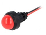 Lampă LED convexă roșie 220VDC &Oslash;13mm IP40 plastic
