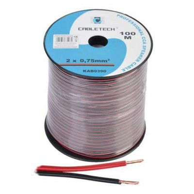 Cablu difuzor CCA 2x0.75mm rosu/negru 100m foto