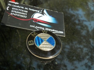 EMBLEMA volan bmw carbon albastru foto