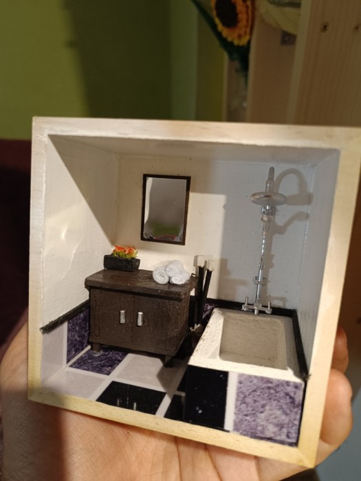 Dioramă miniaturală baie - handmade