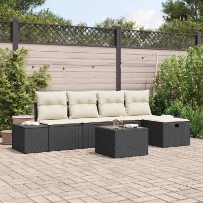 vidaXL Set de canapele pentru grădină 6 pcs Negru 55 x 62 x 69 cm 3360698 foto