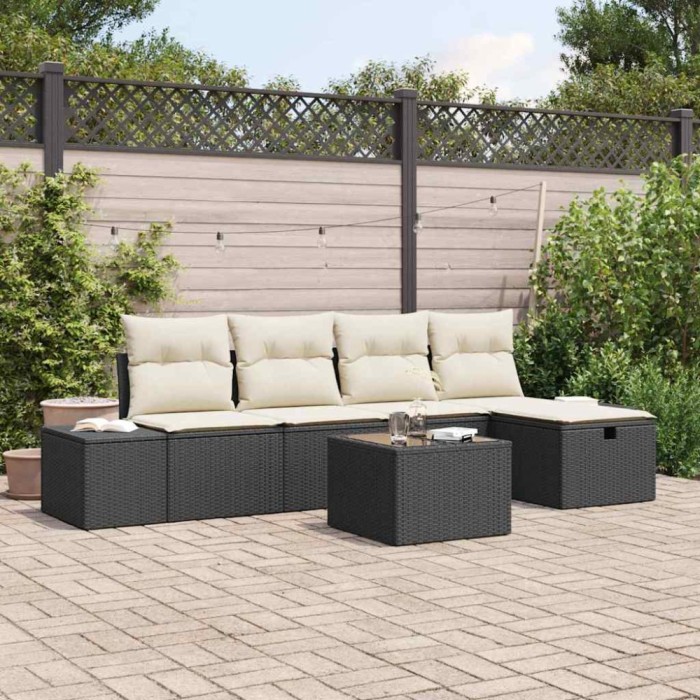 vidaXL Set de canapele pentru grădină 6 pcs Negru 55 x 62 x 69 cm 3360698